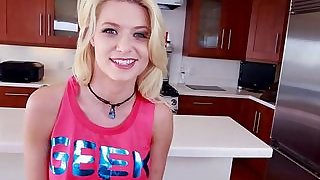 blonde teen shakes her ass to entice..