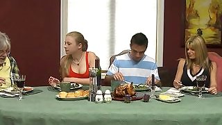 Big tits blonde shows a teen couple how..